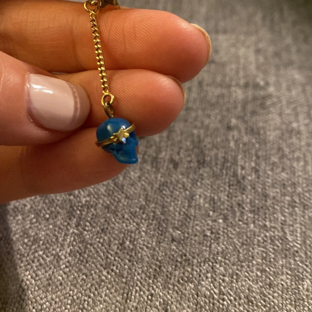 Blue and Gold Pirate Skull and Star Dangle Earrings, by Disney 2007 - Picture 2 of 3
